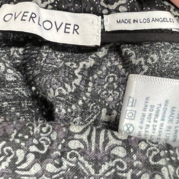 REVOLVE Overlover Pants Yucca Linen Printed Purple Green High Rise Drawstring 30 - Picture 10 of 14